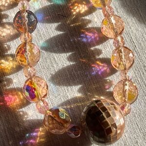 Vintage estate faceted crystal beaded sterling necklace